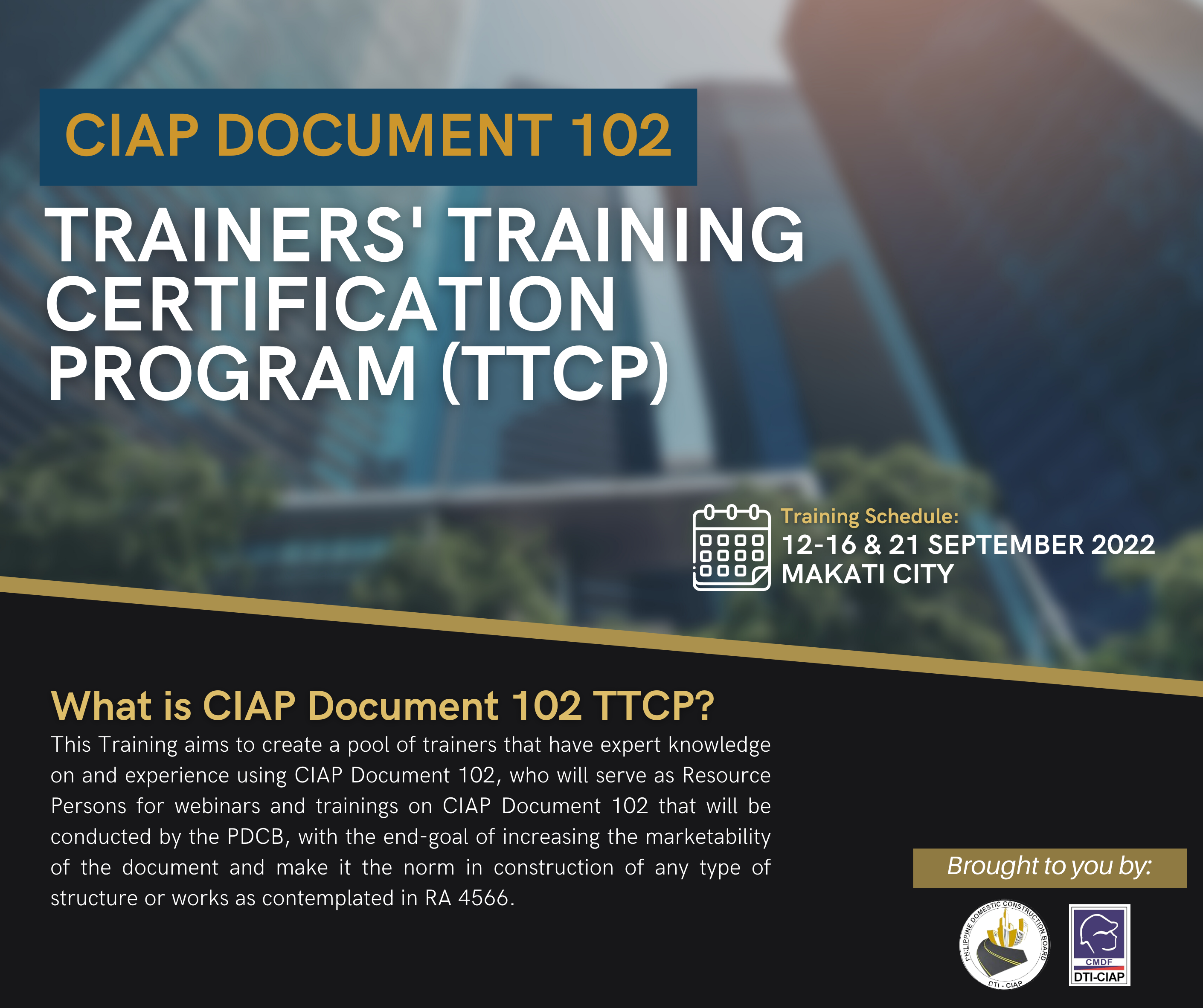 CIAP Document 102 Trainers’ Training Certification Program (TTCP) | September 2022